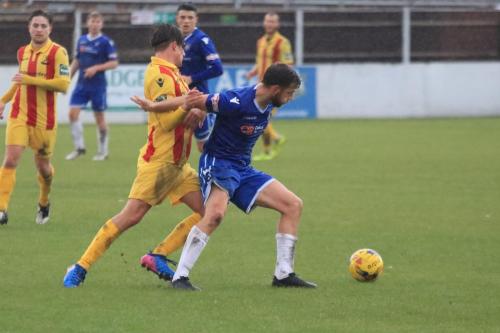 Enfields Sam Youngs (L) and Lowestofts Adam Tann