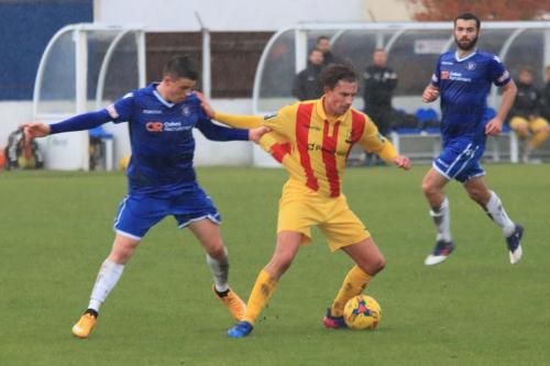 Lowestofts Henry Pollock (L) and Enfields Sam Youngs