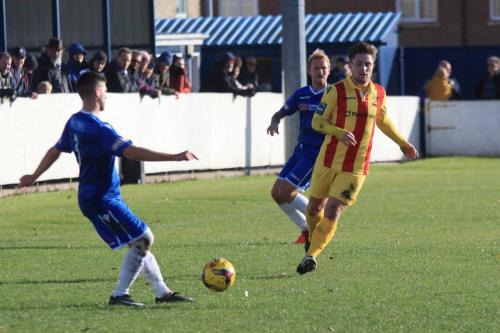 Lowestofts Matt Brown (L) and Robert Eagle and Enfields Lewis Taaffe