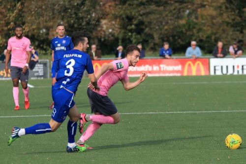 Enfields Bilal Sayoud (R) and Margates Tom Mills