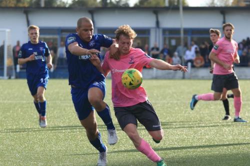 Margates Tom Wynter (L) and Enfields Aaron Greene