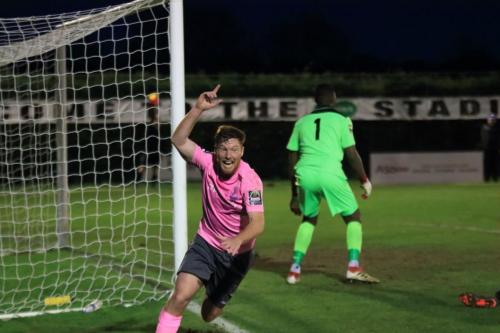 Enfields Marc Weatherstone is denied by an offside flag
