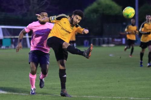 Mersthams Harry Osborne clears from Kezie Ibe