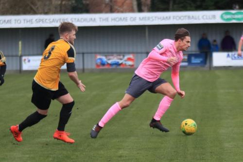 Mersthams Tom Bird (L) and Enfields Sam Youngs