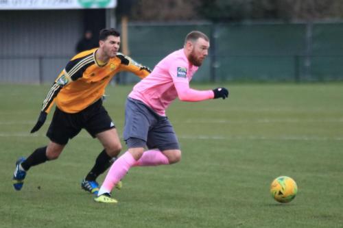 Mersthams Tom Kavanagh (L) and Enfields Billy Bricknell