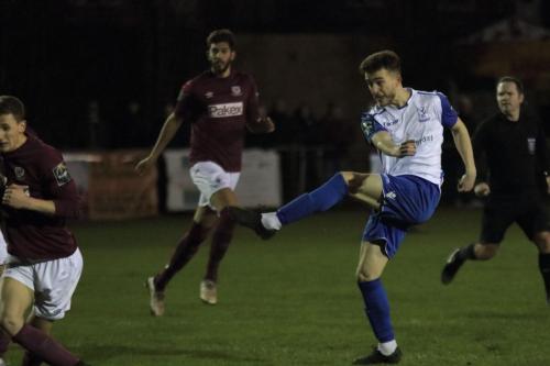 Enfields Bilal Sayoud shoots  Although the shot was saved, Marc Weatherstone scored (at the second attempt) from the rebound