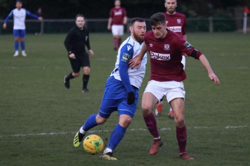 Enfields Billy Bricknell (L) and Potters Bars Sean Gracex