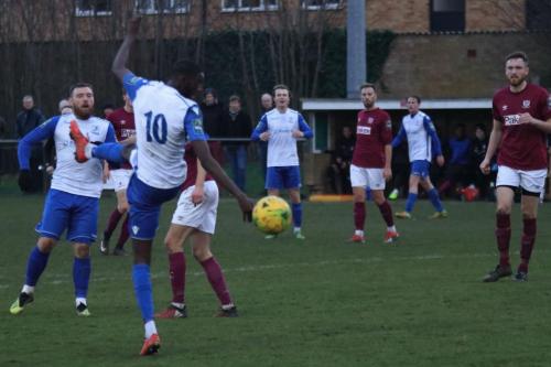 Enfields Muhammadu Faal (10) just fails to make contact with a header