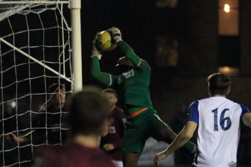 Potters Bar keeper Berkley Laurencin saves