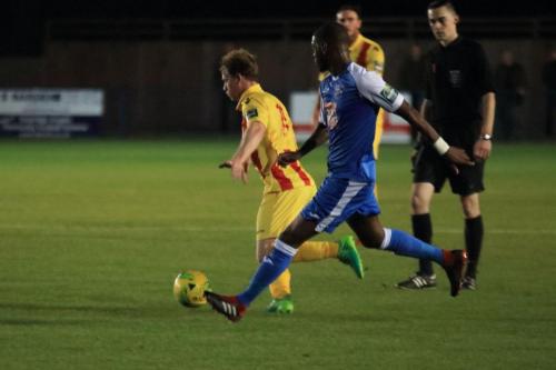 Enfields Aaron Greene (L) and Tonbridges James Folkes