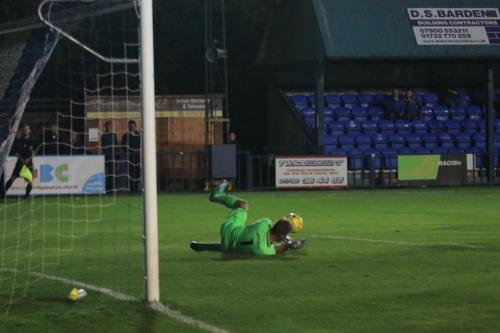 Tonbridge keeper Jon Henly saves a long shot