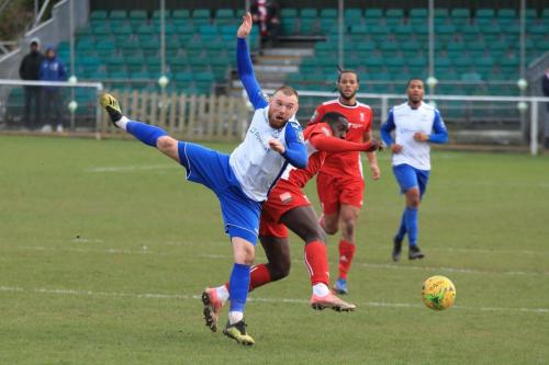 Enfields Billy Bricknell (L) and Whitehawks Aaron Goode