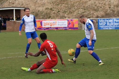 Enfields Billy Bricknell (R) and Sam Youngs and Whitehawks SinnKaye Christie