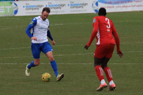 Enfields Matt Johnson (L) and Whitehawks Aaron Goode