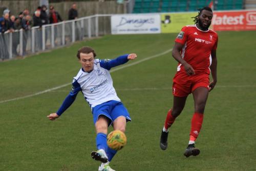 Enfields Mickey Parcell (L) and Whitehawks Duane Ofori-Acheampong