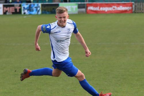 Joe Payne celebrates scoring on his Enfield debut