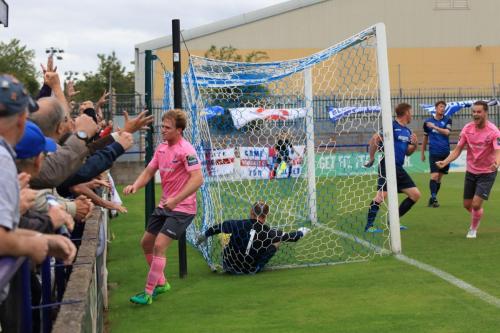 Scorer Aaron Greene celebrates Enfields equalising goal