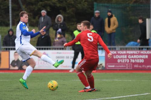 Enfields Aaron Greene (L) and Worthings Joel Colbran