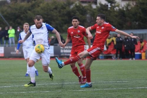 Enfields Billy Bricknell and Worthings Zack Newton and James Crane (R)