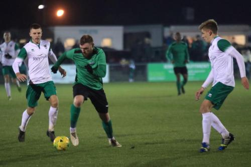 Enfields Billy Bricknell and Bognors Ashton Leigh (L) and Joe Dandy