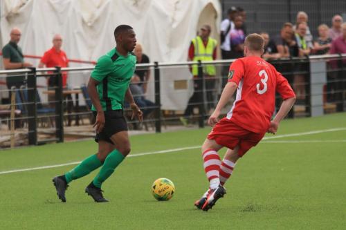Enfields Jon Muleba (L) and Bowers Tom Stephen
