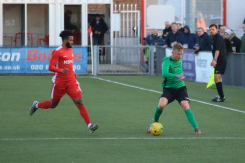 Enfields Joe Payne (R) and Carshaltons Ricky Korboa