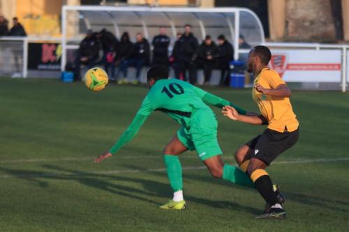 Enfields Ken Charles (L) and Cheshunts Ibrahim Diallo