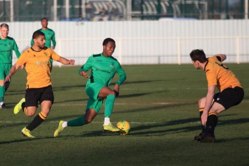 Enfields Ken Charles and Cheshunts Tanasheh Abrahams (L) and Sean Cronin