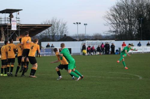 Enfields Lyle Della-Verde curls a free kick just wide