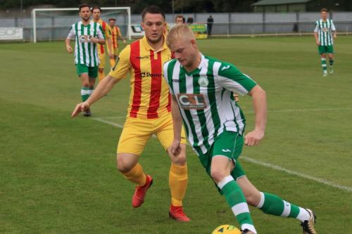 Enfields Alex Read (L) and Chichesters Corey Heath