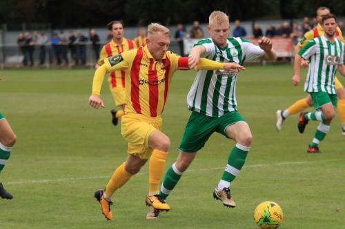 Enfields Ryan Blackman (L) and Chichesters Corey Heath