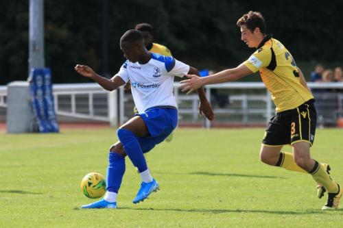 Enfields Ken Charles (L) and Rushdens Sam Brown