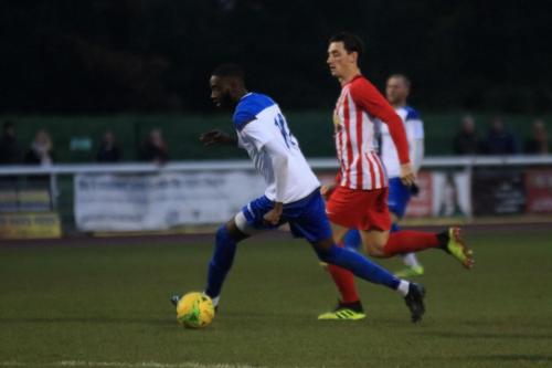 Enfields Muhammadu Faal (L) and Folkestones Sam Hasler