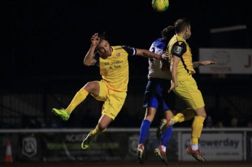 Hornchurchs Matt Johnson (L) and Arthur Lee and Enfields Sam Youngs