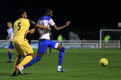 Hornchurchs Rickie Hayles (L) and Enfields Muhammadu Faal