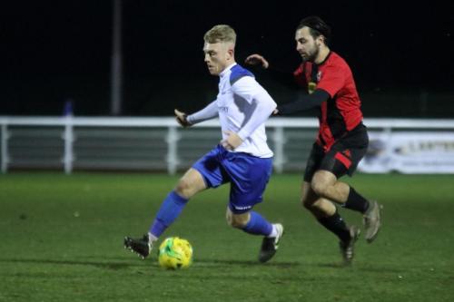 Enfields Ryan Blackman (L) and Lewes Billy Medlock