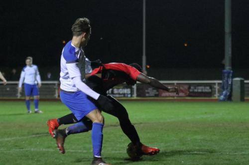 Enfields Sam Youngs (L) and Lewes Christian Frimpong