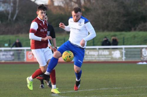 Bognors Josh Flint (L) and Enfields Billy Bricknell
