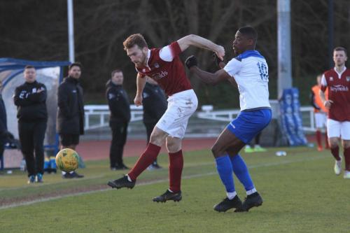 Bognors Keaton Wood (L) and Enfields Shaun Okojiex
