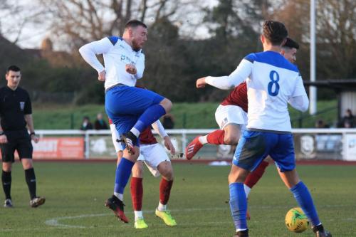 Enfields Billy Bricknell sees his shot blocked
