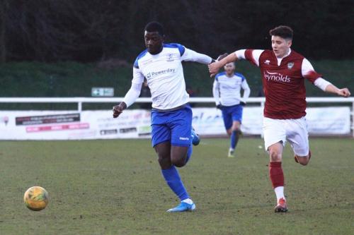 Enfields Junior Mubiayi (L) and Bognors Bradley Lethbridge