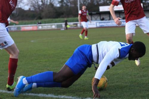 Enfields Junior Mubiayi is fould just outside the area but falls inside