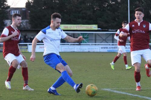 Enfields Lyle Della-Verde and Bognors Ashton Leigh (L) and Bradley Lethbridge