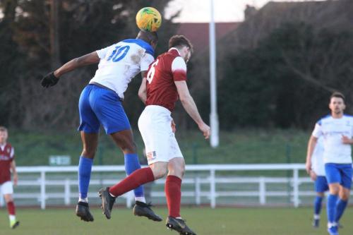 Enfields Shaun Okojie (L) and Bognors Keaton Wood