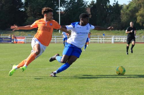 Braintrees Cameron Green (L) and Enfields Charles Brown