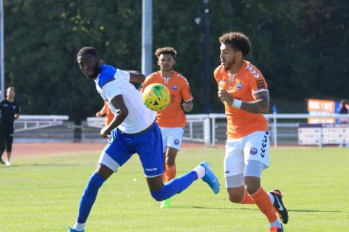 Enfields Muhammadu Faal (L) and Braintrees Harry Osborne