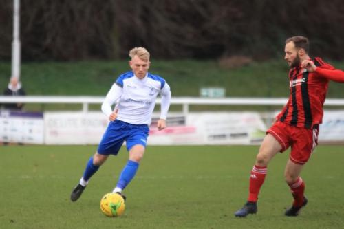 Enfields Ryan Blackman (L) and Regents Jake Gould
