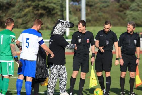 Enfield recently linked up wiith  the Zebras Children and Adults Charity  The charitys mascot  leads the pre-match handshakes