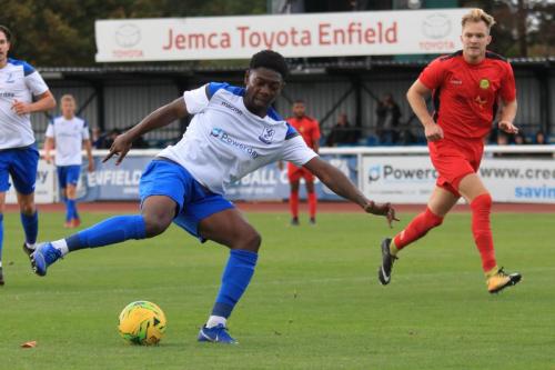 Enfields Charles Brown (L) and Mersthams James Richmond