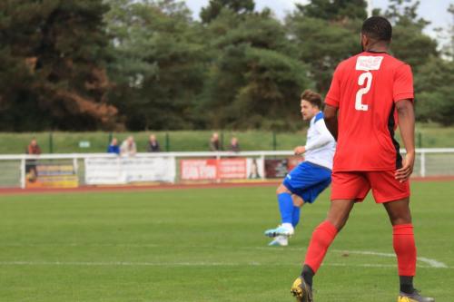 Enfields Lewis Taaffe fires in the shot that was tipped in by Muhammadu Faal for the second goal